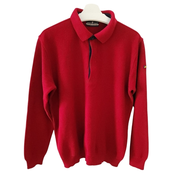 GREEN COAST Italian Sweater merino blend pop corn knit red (size 54 = large) - Picture 3 of 16